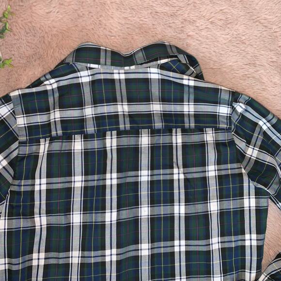 Orvis Women's Dark Green Plaid Button-Up Long-Sleeve Collar Shirt Size: 4 - Picture 11 of 12
